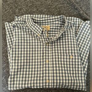 Blue Mountain White Plaid Long Sleeve Button Down Casual Shirt XXL